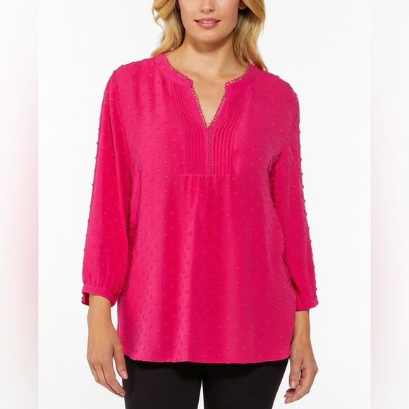 Tops - Vibrant Pink Blouse Textured Blouse